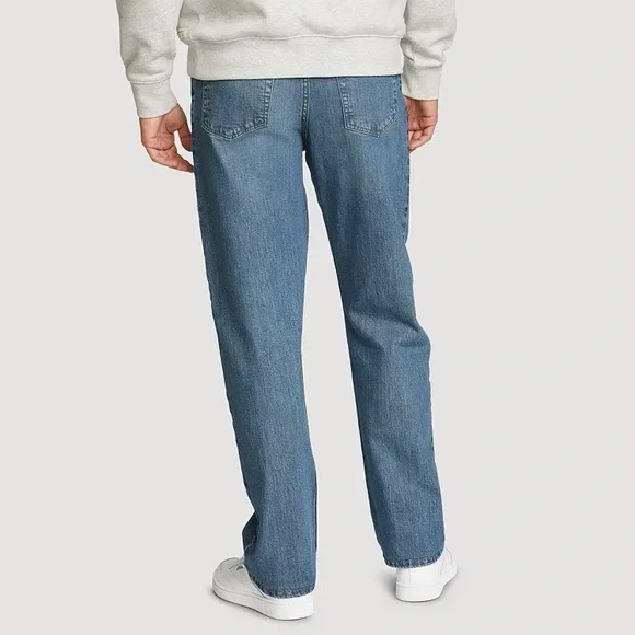 Eddie Bauer Mens blue Denim loose fit 100% cotton jeans made in USA size 38X32 - Picture 1 of 10